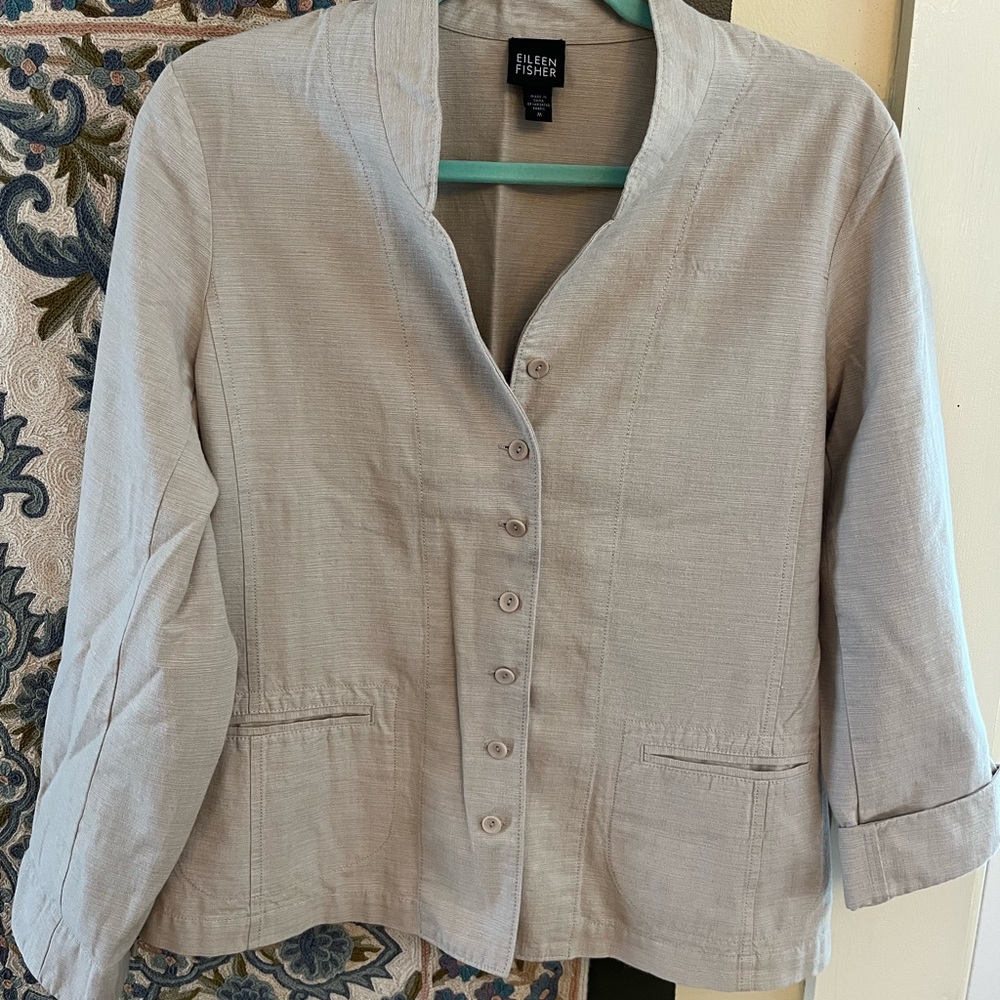 Eileen fisher beige cotton blazer